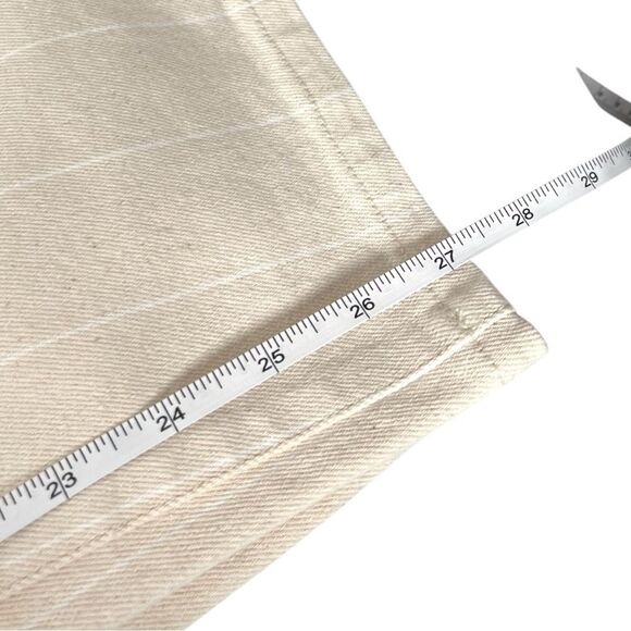 J. Crew Tie Waist Cream Denim Stripe High Rise Camp Pant women’s Size Medium - Picture 9 of 12